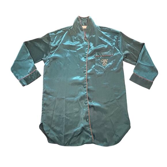 Victoria’s Secret Vintage Button Up Green PJ Shirt Loungewear Women's Size Small - Picture 1 of 7